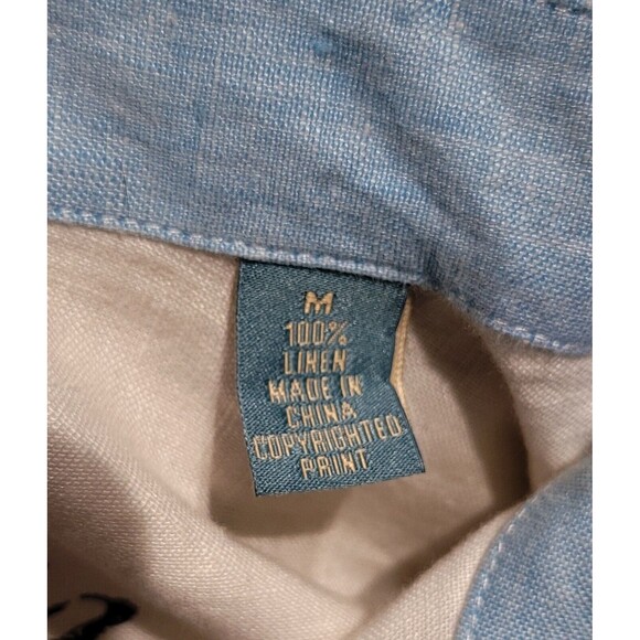 Tommy Bahama Relax Mens Medium Linen Long Slv Button Shirt Ivory w/ Blue Floral - Picture 6 of 6